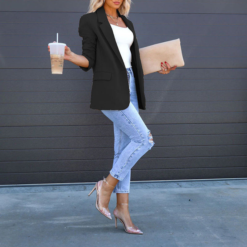 Casual Open Front Long Sleeve Suit Jacket Blazer