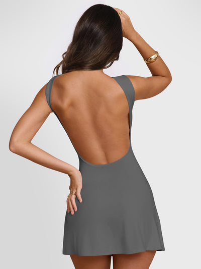 Backless Wide Strap Slim Fit Mini Dress