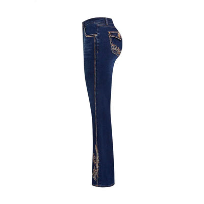 Embroidered Bootcut Jeans - Butt Lifting Mid-Rise Denim with Statement Details