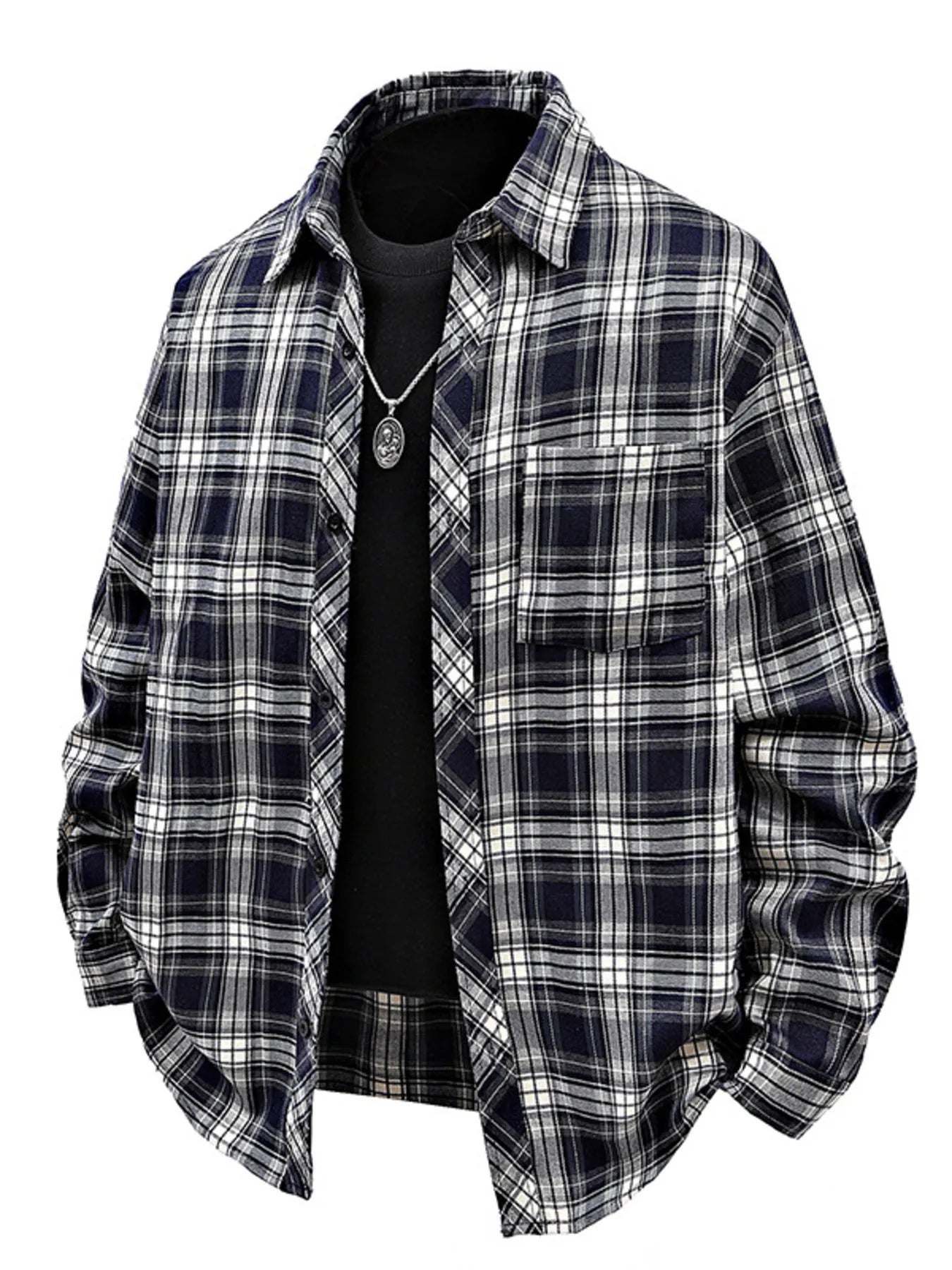 Plaid Button Up Shirt Men - Oversized Casual Fit - Fashions Envy