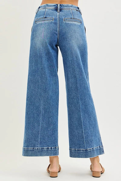 RISEN Wide Leg Jeans - Women's Slouchy Ankle Relaxed - Fashions Envy