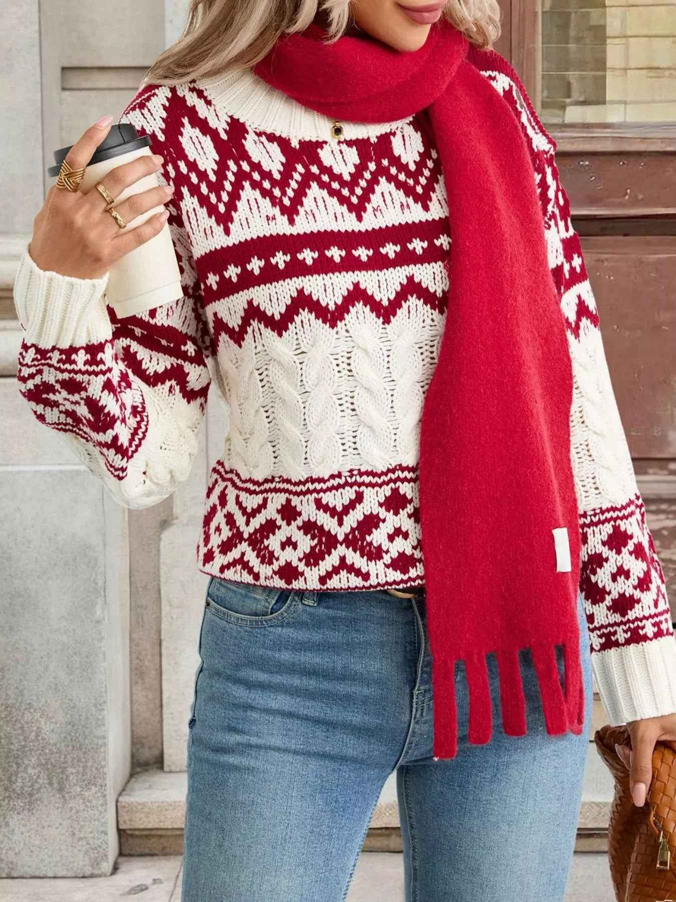 Fair Isle Christmas Sweater - Cable Knit Holiday Style - Fashions Envy