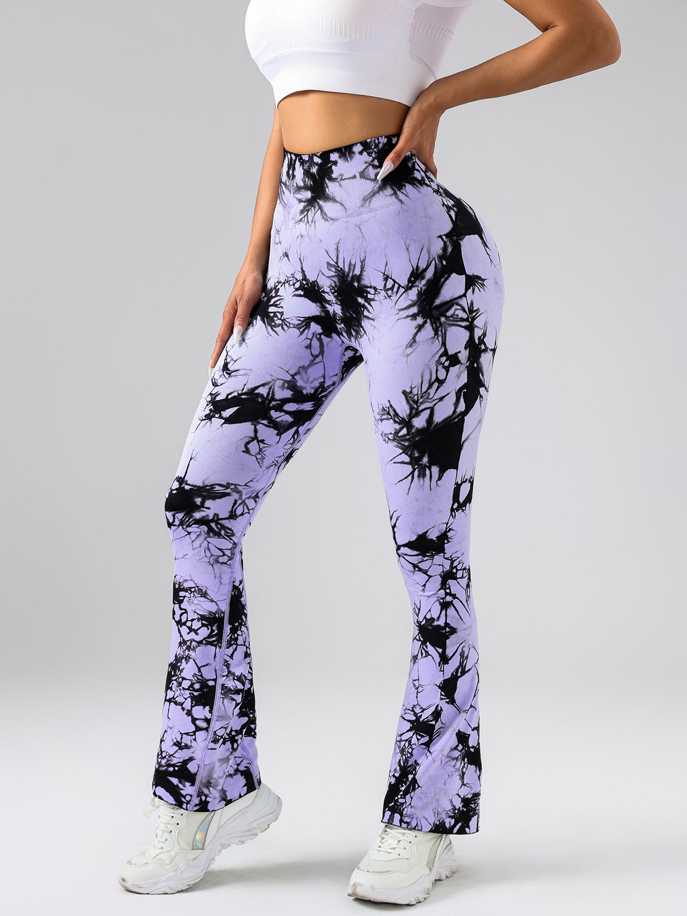 Tie-Dye Flare Yoga Pants - High Waist Tummy Control