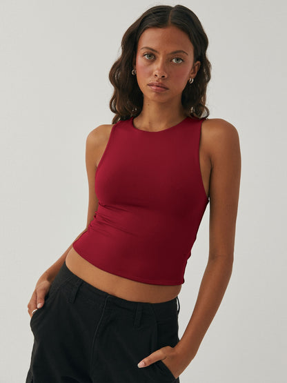 Round Neck Cropped Tank - Fashions Envy