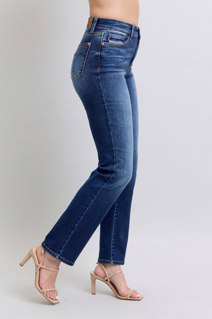 Full Size Washed Straight Leg Judy Blue Jeans with Pockets