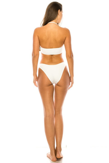 Twisted Bandeau Top V-Style Bikini Swimsuit