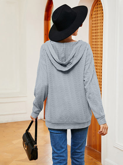 Lace-Up Long Sleeve Hoodie - Fashions Envy