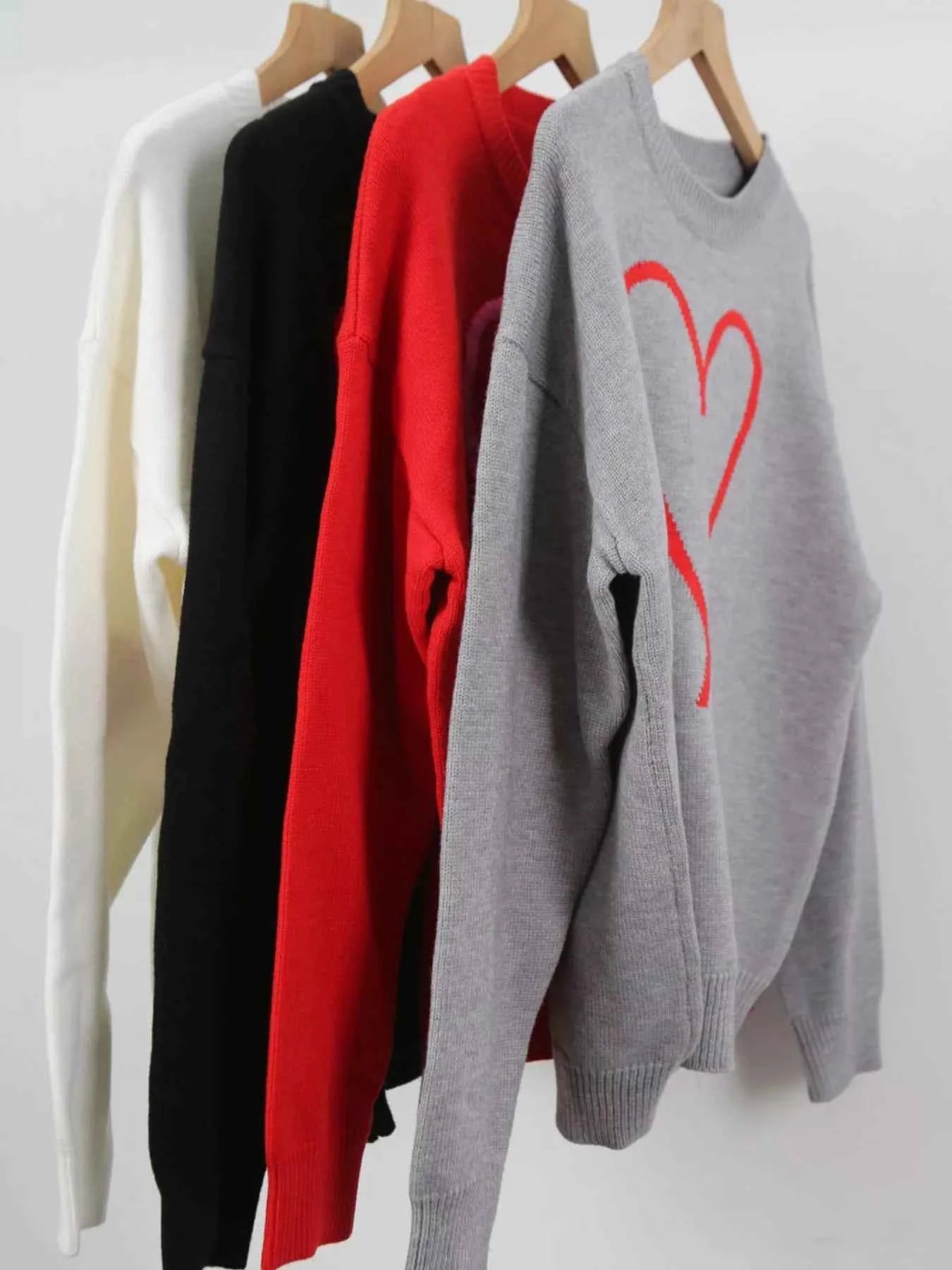 Valentine's Day Heart Graphic Dropped Shoulder Sweater - Fashions Envy