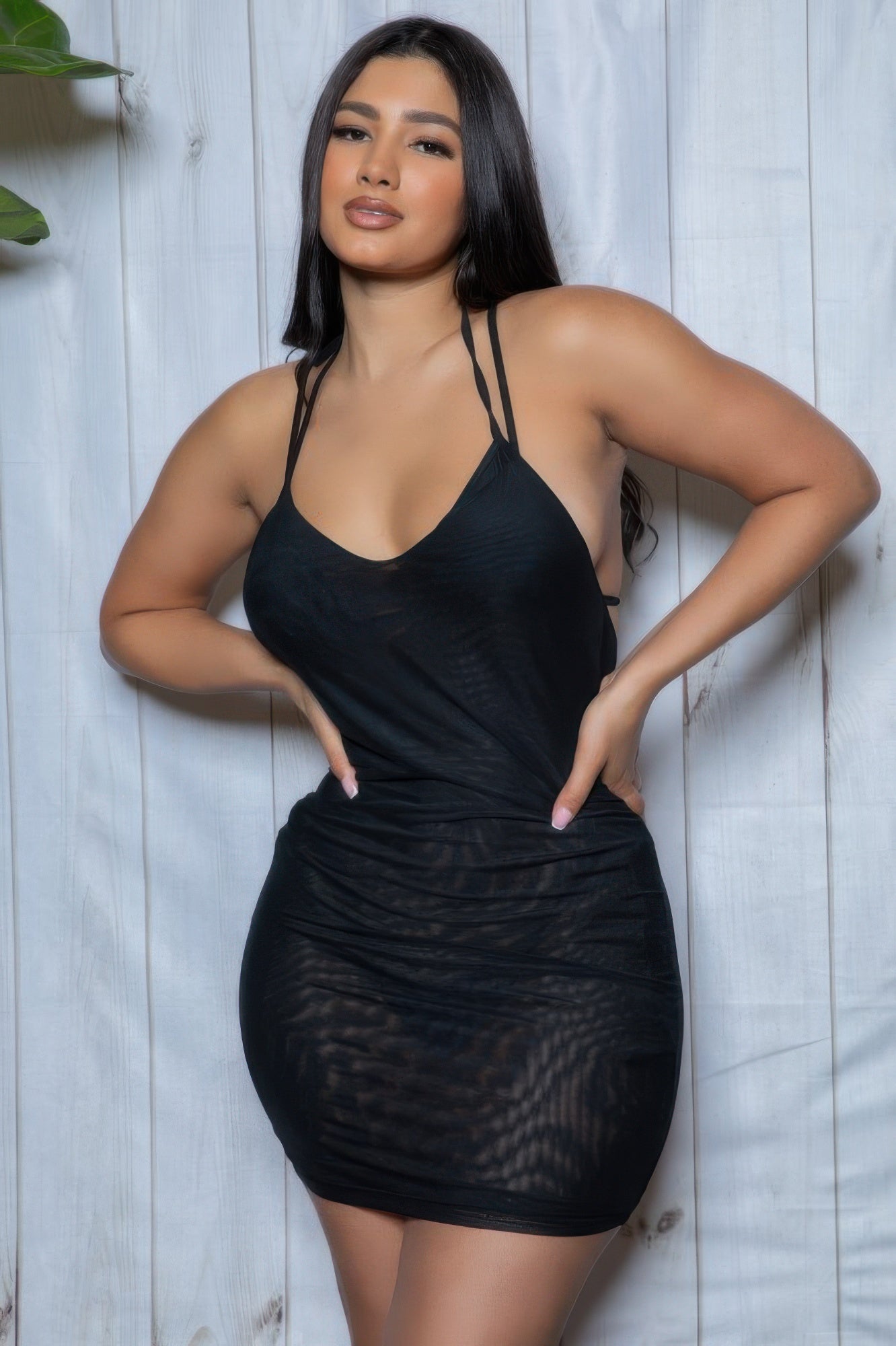 CCWHOLESALECLOTHING black mini dress for women bodycon scoop neck double thin straps