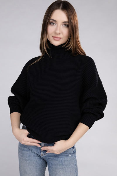 Viscose Dolman Sleeve Turtleneck Sweater - Fashions Envy