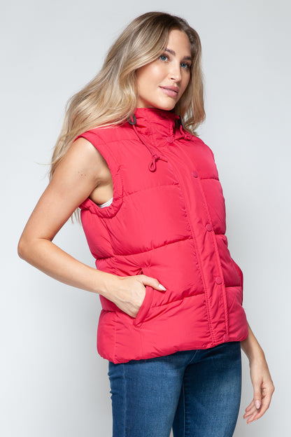 Magenta Snap and Zip Closure Hooded Vest