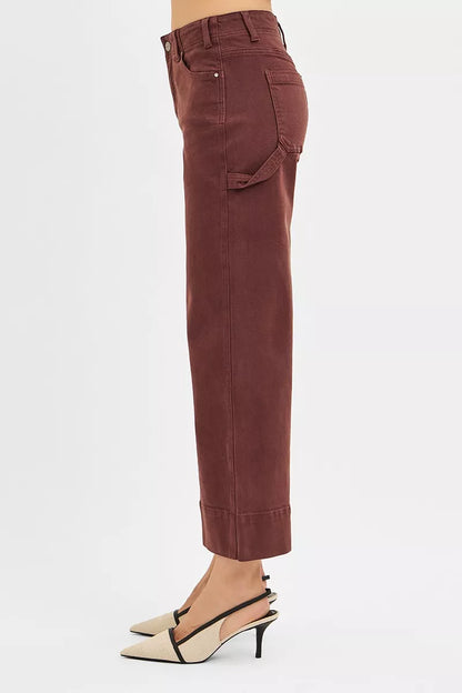 RISEN Crop Wide Leg Jeans - Tummy Control High Rise No Waistband - Fashions Envy