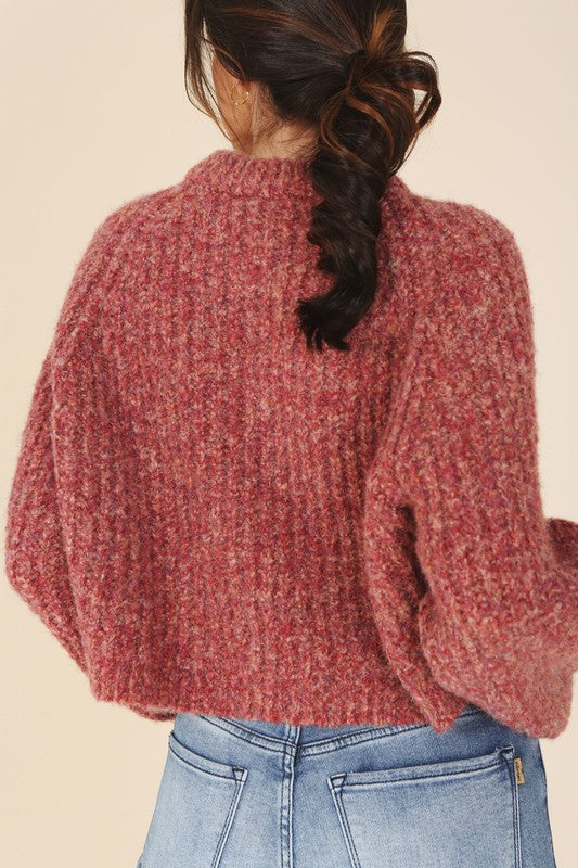 Melange Raglan Sleeve Multicolor Sweater Top