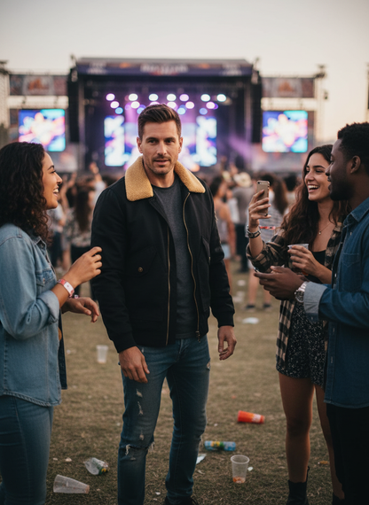 Black Bomber Jacket Lifestyle Image 2