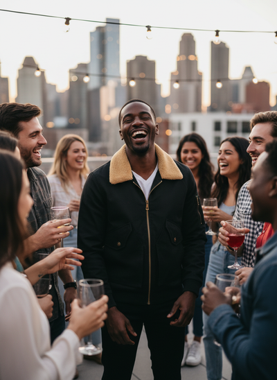 Black Bomber Jacket Lifestyle Image