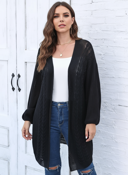 Black cable knit cardigan