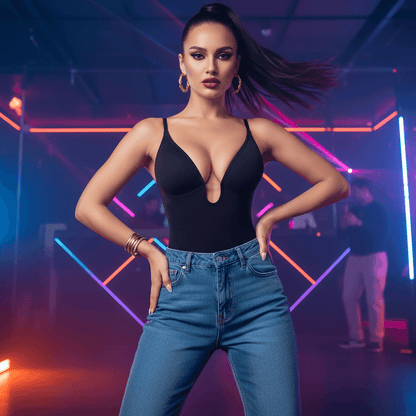 Deep V Corset Bodysuit - Sculpting Shapewear - Fashions Envy