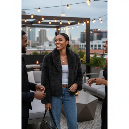 Black Faux Fur Jacket Lifestyle