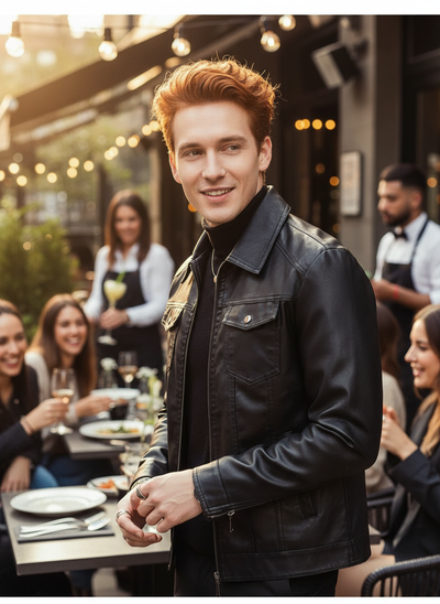 Black Faux Leather Jacket Lifestyle 2