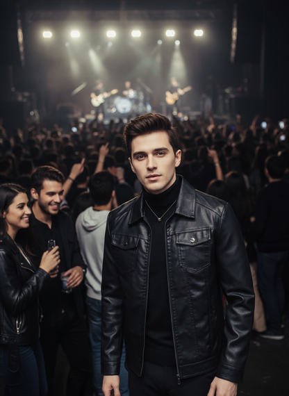 Black Faux Leather Jacket Lifestyle 3