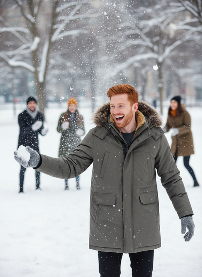 Black Fur Hooded Winter Coat Lifestyle