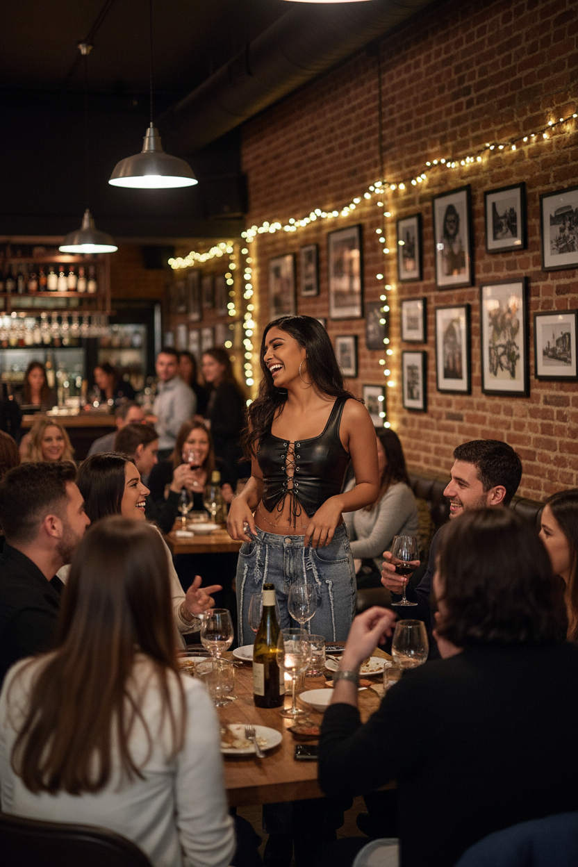 Black Leather Crop Vest Image 3