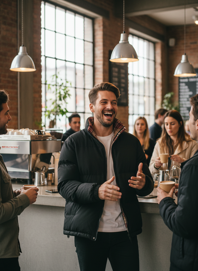 Black Men's Winter Coat Lifestyle Image