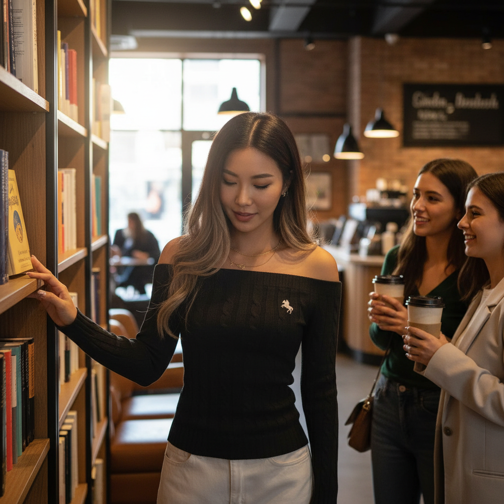 Black Off Shoulder Sweater Lifestyle