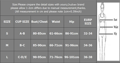 Size chart for Trendsi apparel with bust, waist, hip measurements and cup sizes for Black One-Shoulder Cutout