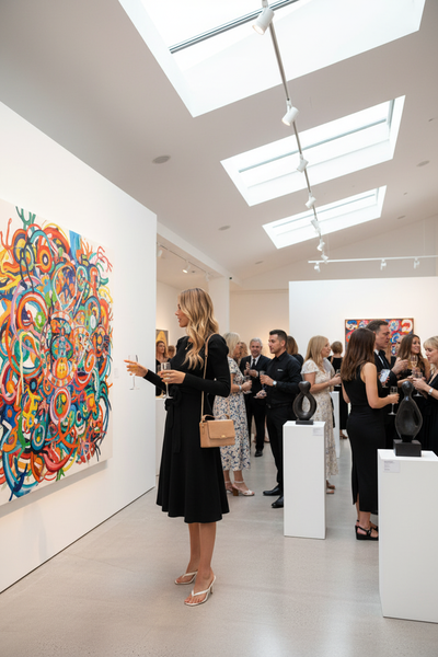 Black Sweater Dress Art Gallery Scene