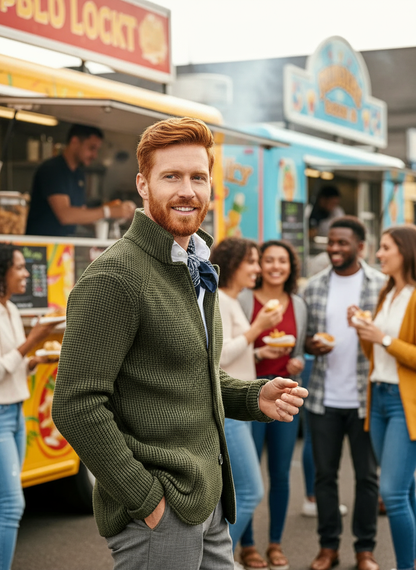 Black Textured Knit Coat Lifestyle