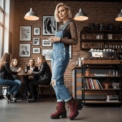 Chunky Heel Martin Boots - Lace-Up Platform Ankle Boots - Fashions Envy