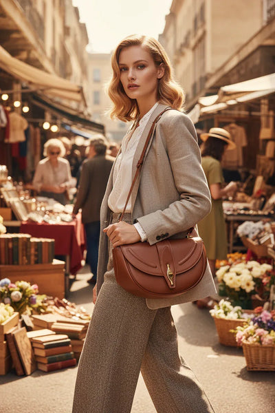 Saddle Shoulder Bag - Vintage Leather Small Design - Fashions Envy