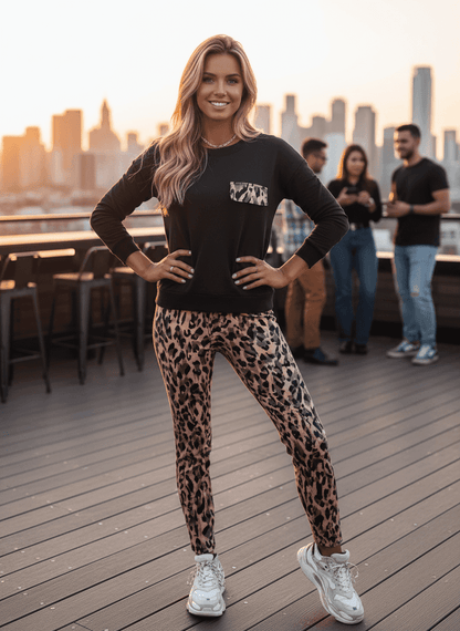 Leopard Print Lounge Set - Cozy Two-Piece Outfit - Fashions Envy