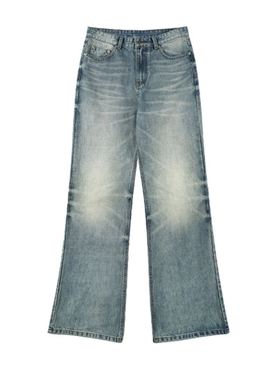 Trendsi men's bootcut jeans plus size light wash faded denim with whiskering and five pocket design
