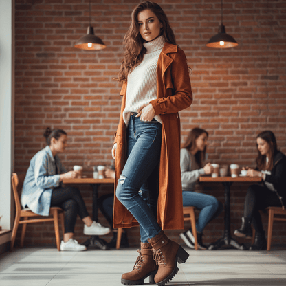 Chunky Heel Martin Boots - Lace-Up Platform Ankle Boots - Fashions Envy