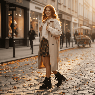 Chunky Heel Martin Boots - Lace-Up Platform Ankle Boots - Fashions Envy