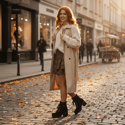 Chunky Heel Martin Boots - Lace-Up Platform Ankle Boots - Fashions Envy