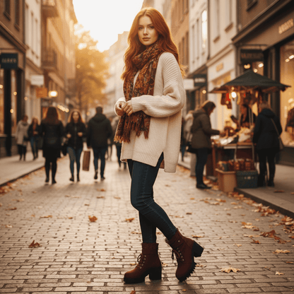 Chunky Heel Martin Boots - Lace-Up Platform Ankle Boots - Fashions Envy