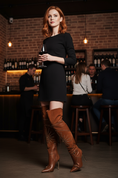 Brown two-tone boots NO STUDS ON TOP - redhead at wine bar