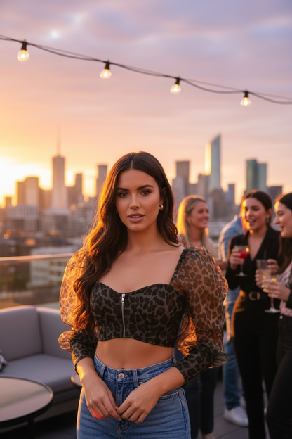 Brunette at Rooftop Bar