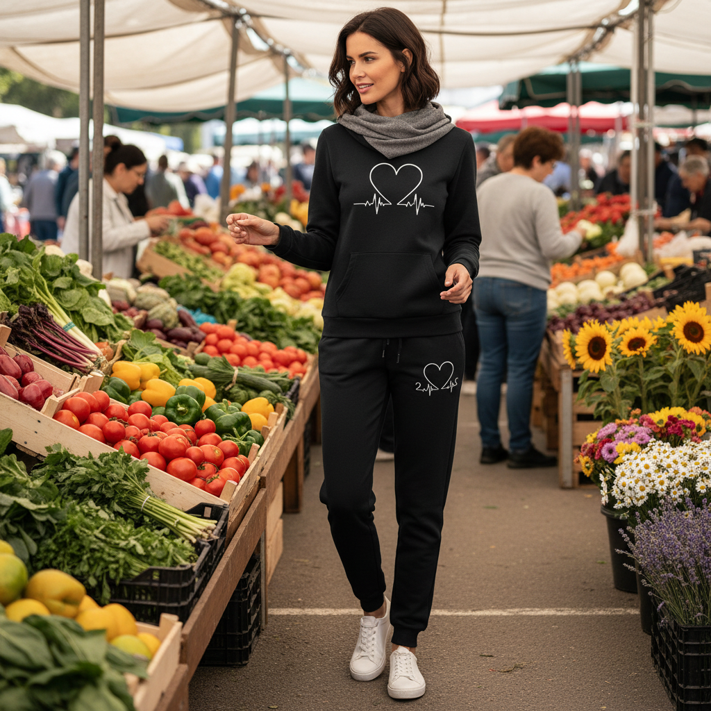 Brunette woman at farmers market