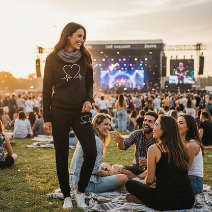 Brunette woman at outdoor concert