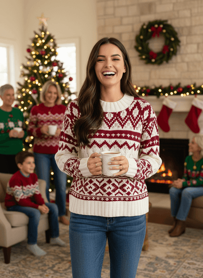 Fair Isle Christmas Sweater - Cable Knit Holiday Style - Fashions Envy