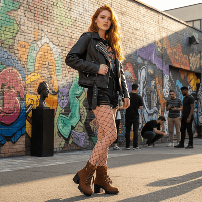 Chunky Heel Martin Boots - Lace-Up Platform Ankle Boots - Fashions Envy