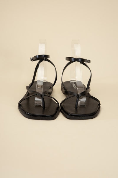 Squared Off Open Toe Flat Sandals