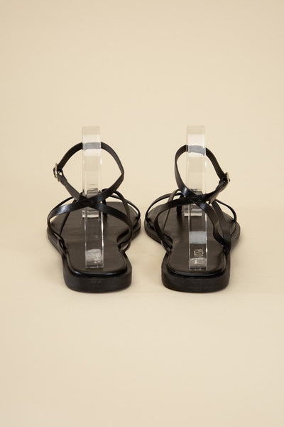 Squared Off Open Toe Flat Sandals