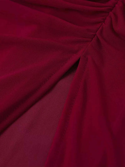 Halter Neck Ruched Slit Maxi Dress