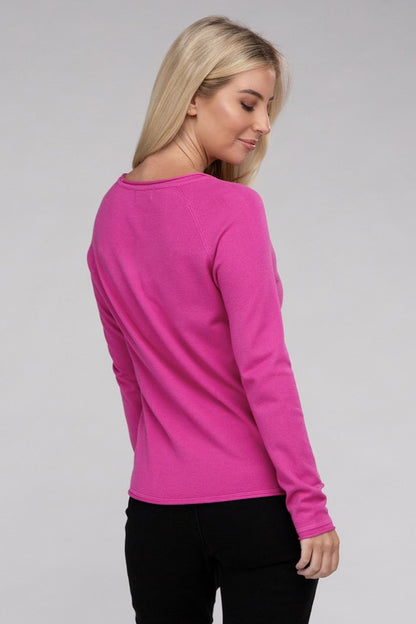 Long Sleeve Viscose Round Neck Basic Sweater