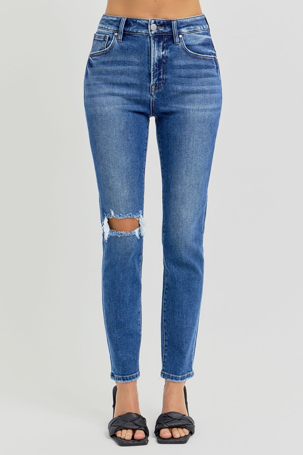 Full Size High Rise Ankle Skinny Knee Distressed Risen Jeans